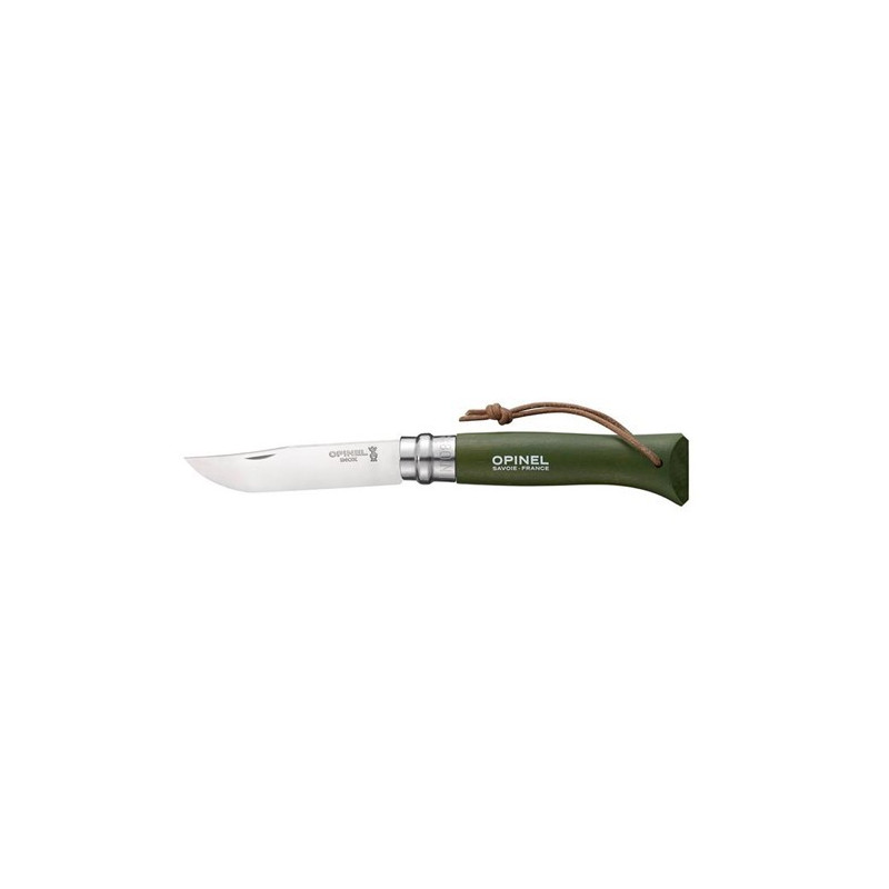 Opinel Knife Colorama 08 Khaki + Lanyard