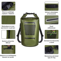 Waterproof backpack Dry Bag with Pocket 30L - KAJAKOWO.net