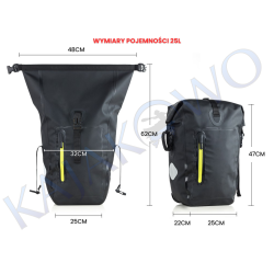 Torba Rowerowa Sakwa Worek Wodoszczelny 25L na Bagaźnik Rowerowy